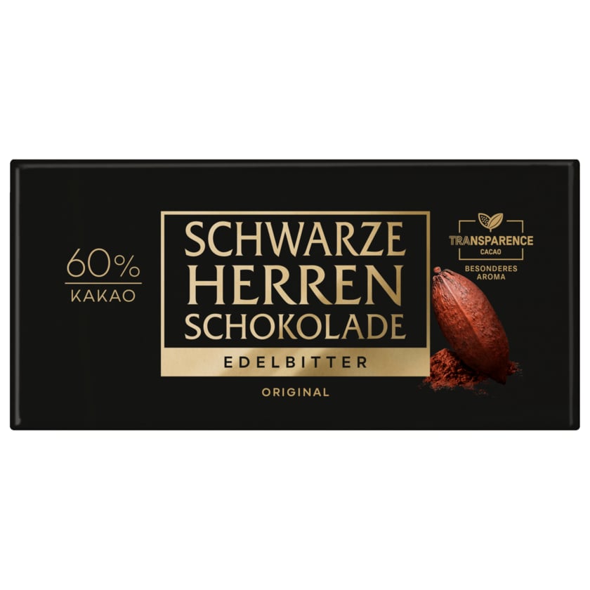 Schwarze Herren Schokolade Edelbitter Original 100g